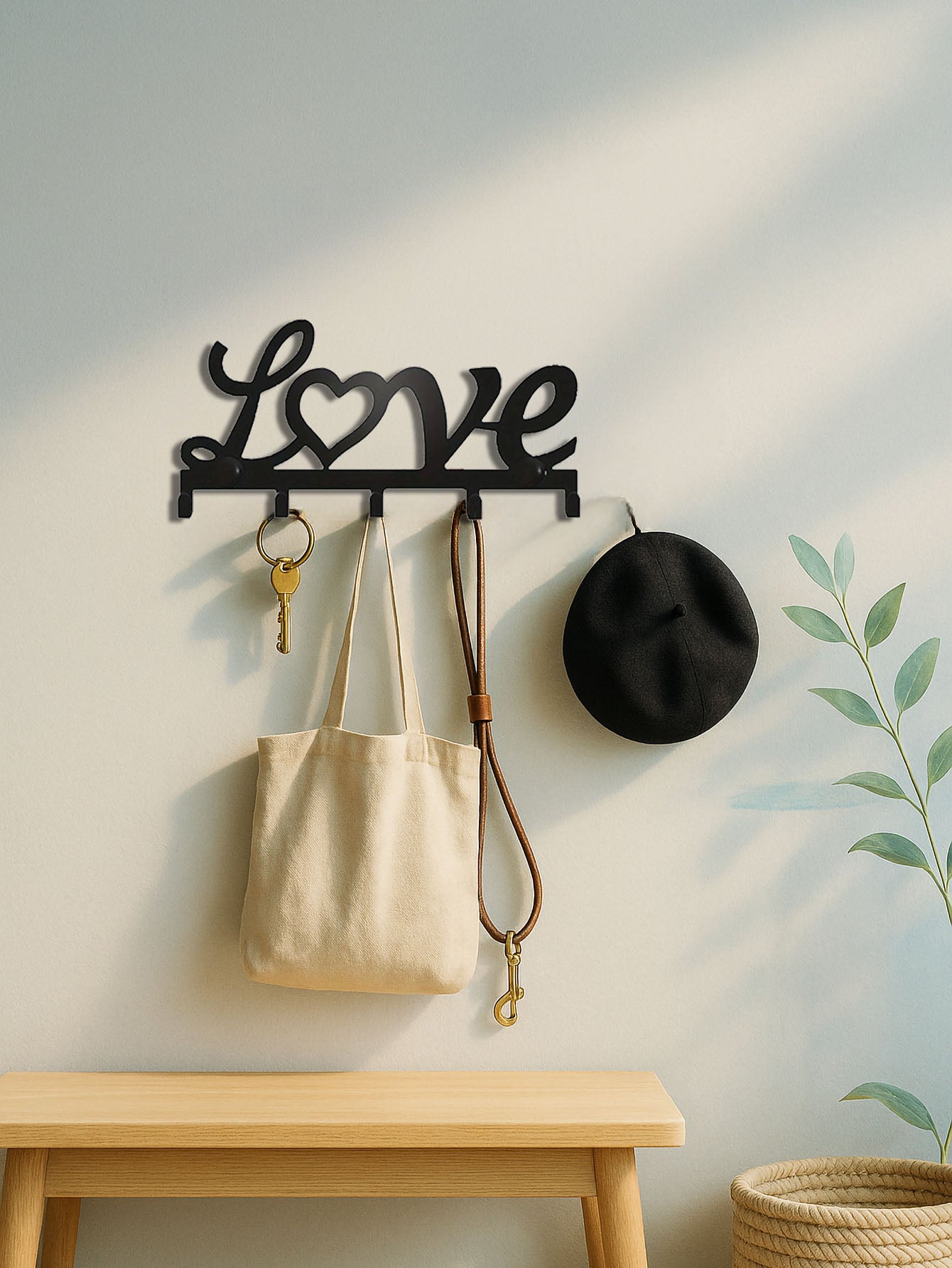 Wall Mount Metal Key & Coat Rack Organizer
