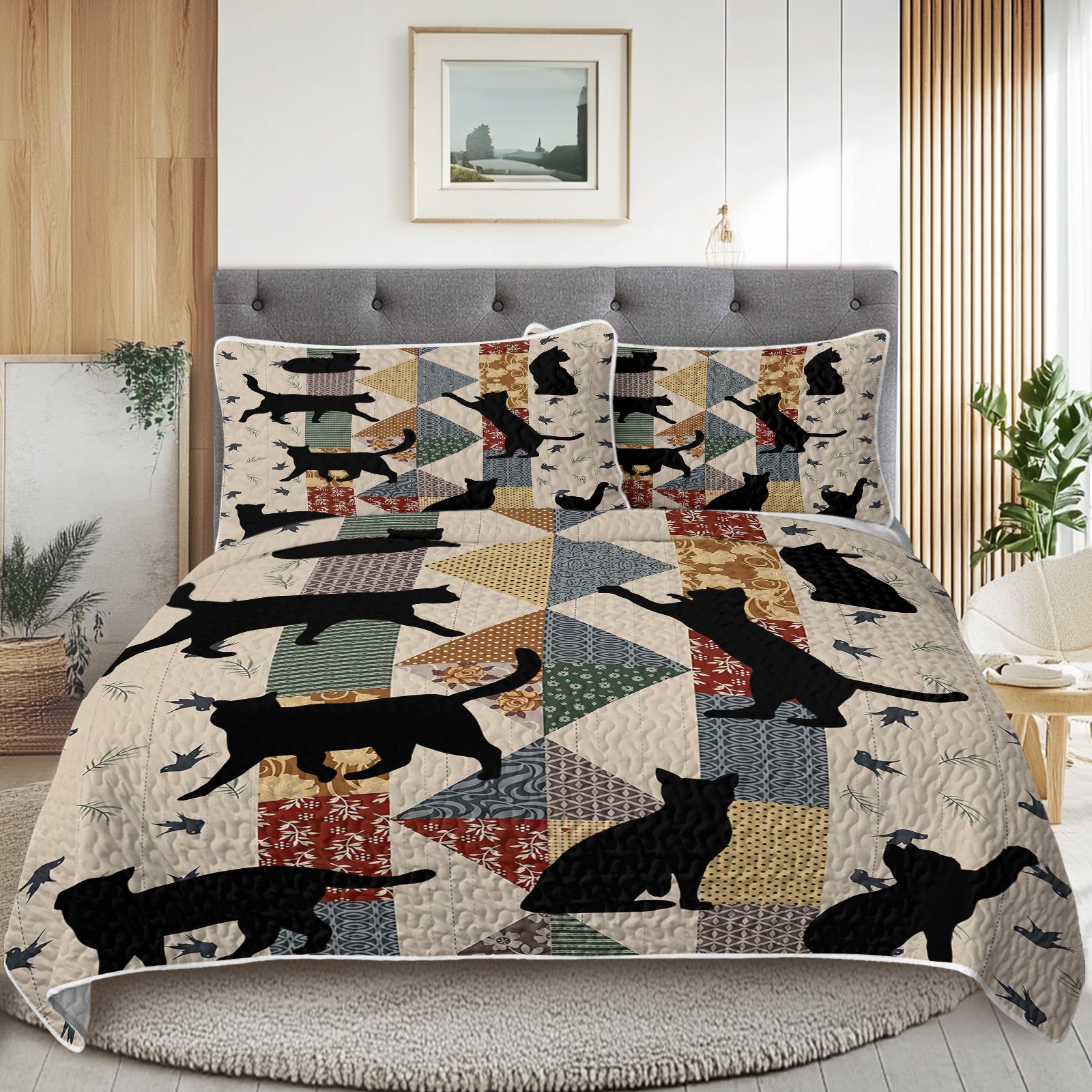 3-Piece Black Cat Bedding Set