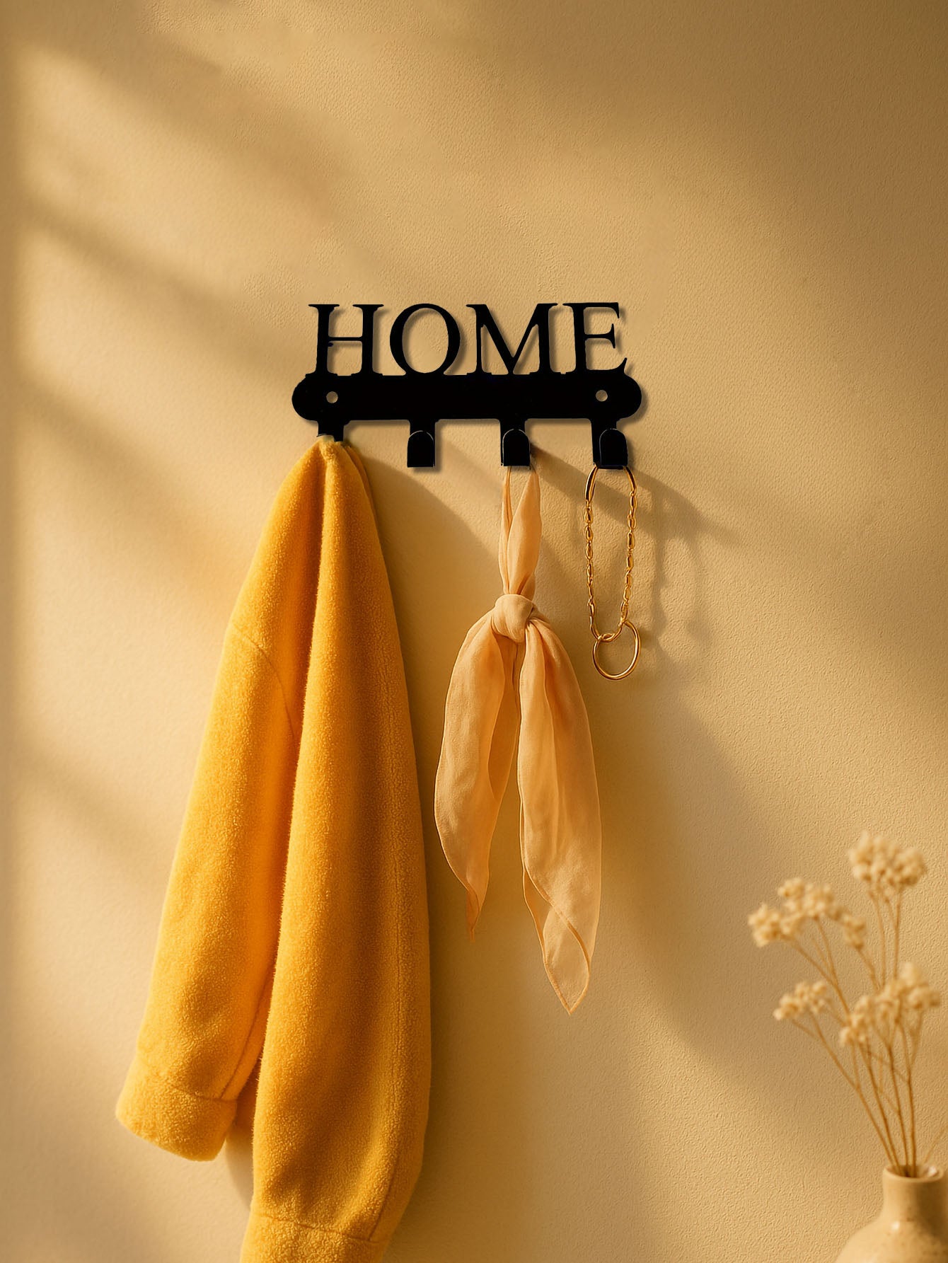 Sleek Wall Mounted Metal Key & Coat Rack