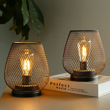 Set of 2- 6.5''H Metal Table Lamps (Brown)